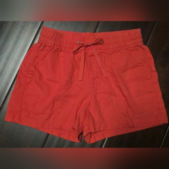 Gap Mid Rise Easy Linen-Blend Pull-On Shorts with ties, front & back pockets XS - Picture 3 of 7